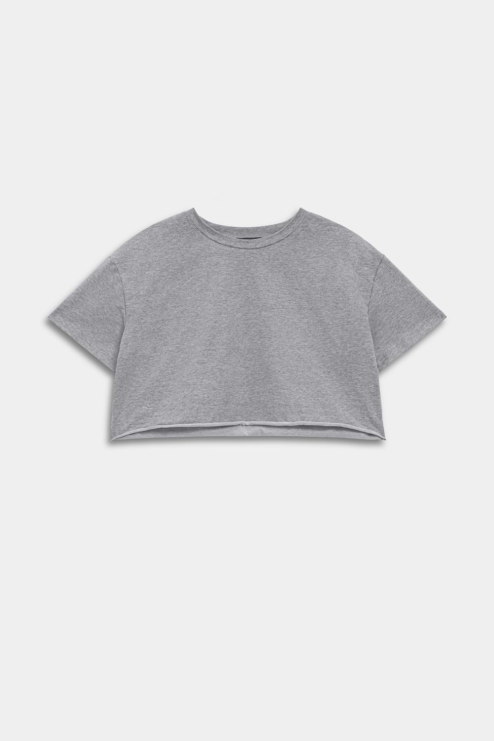 Комплект трикотажный: укороченная футболка и шорты (Серый)